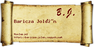 Baricza Jolán névjegykártya