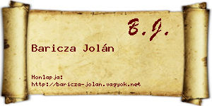 Baricza Jolán névjegykártya