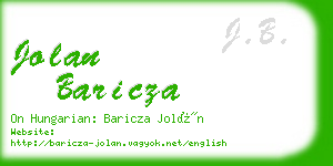 jolan baricza business card